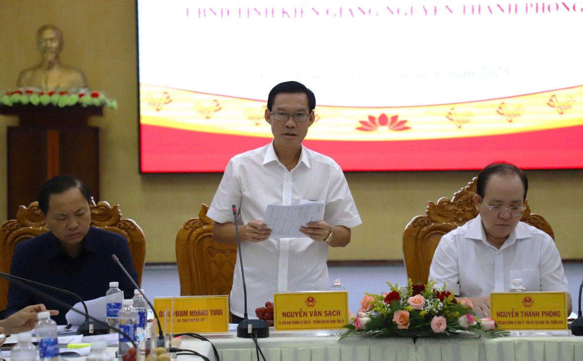 Đoàn công tác tỉnh Kiên Giang kiểm tra, khảo sát và làm việc tại huyện Vĩnh Thuận