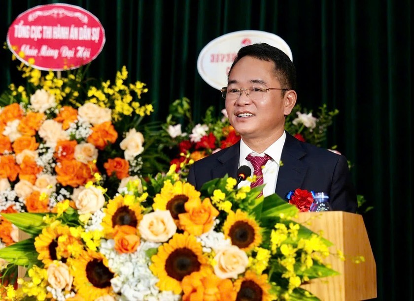 Bí thư Đảng ủy, Tổng Biên tập Báo PLVN Vũ Hoài Nam khai mạc Đại hội. (Ảnh: PV)