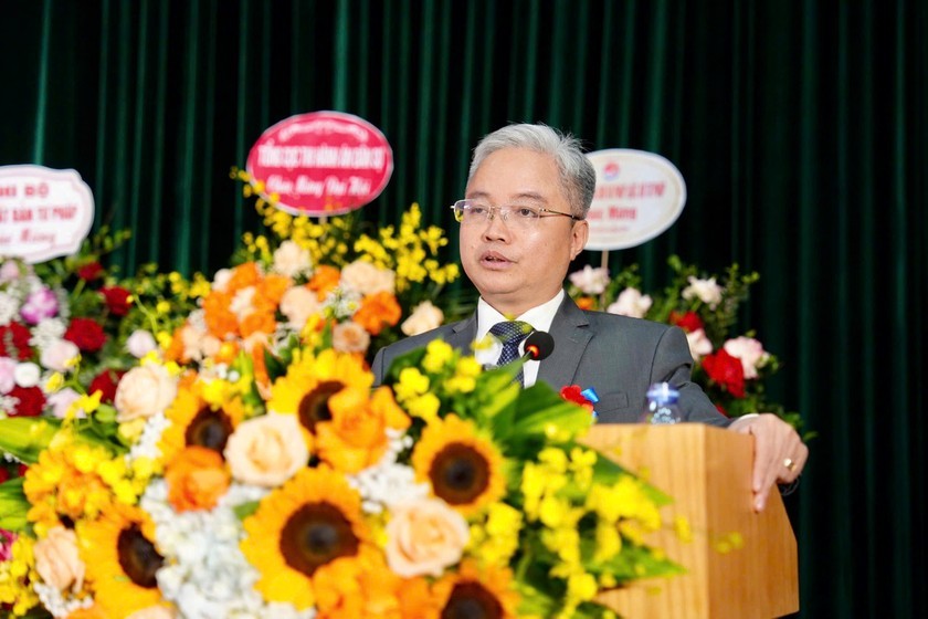 Đồng chí Nguyễn Quang Thái phát biểu chỉ đạo Đại hội. (Ảnh: PV)