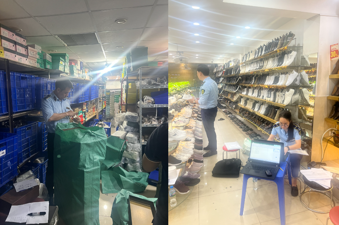 Phát hiện 2.570 đôi giày có dấu hiệu giả mạo tại Tùng Moscow Cầu Giấy Lực lượng chức năng phát hiện hàng nghìn sản phẩm giày, dép có dấu hiệu giả mạo các nhãn hiệu nổi tiếng tại Cơ sở kinh doanh Tùng Moscow - Số 137 Cầu Giấy, Hà Nội.