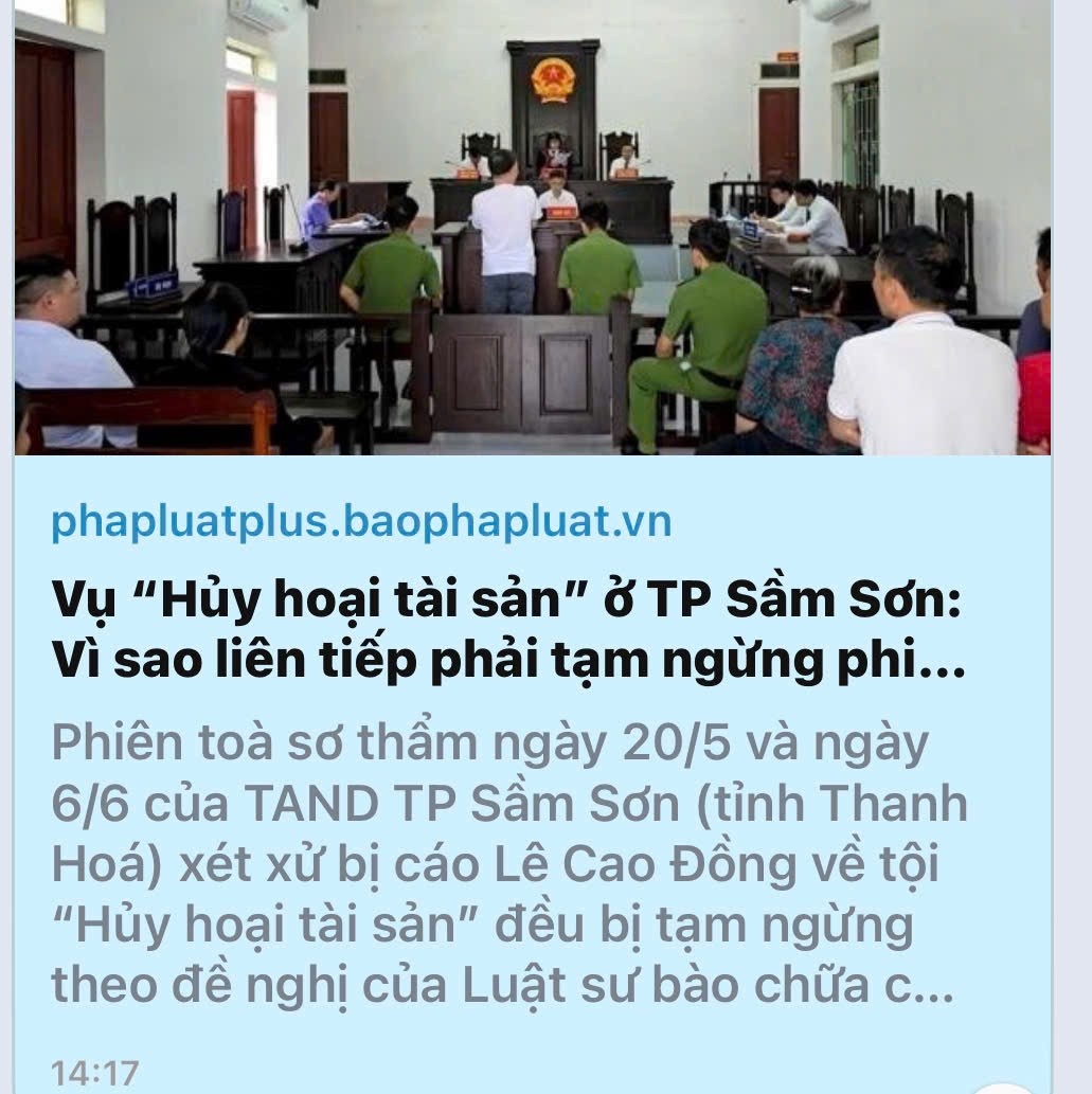 Vụ án Huỷ hoại tài sản ở Sầm Sơn, Thanh Hoá: Bị cáo Lê Cao Đồng bị tuyên 9 tháng tù!