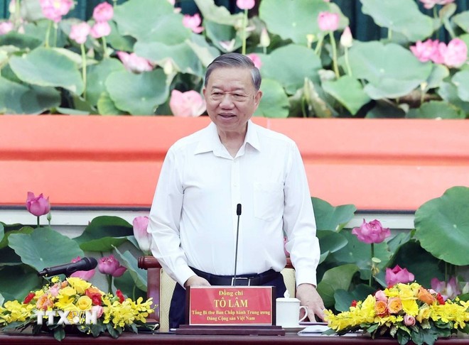 Tổng Bí thư Tô Lâm chủ trì buổi làm việc. (Ảnh: Thống Nhất/TTXVN)