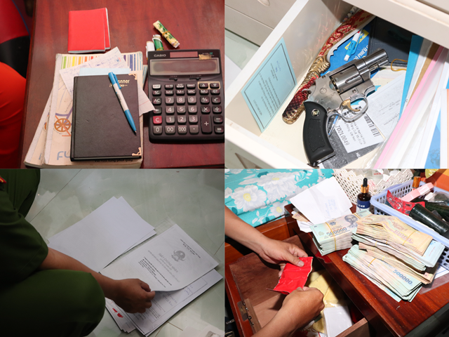 Các tang vật thu giữ tại nhà của đối tượng Huỳnh Bạch Đằng. Ảnh Công an Sóc Trăng