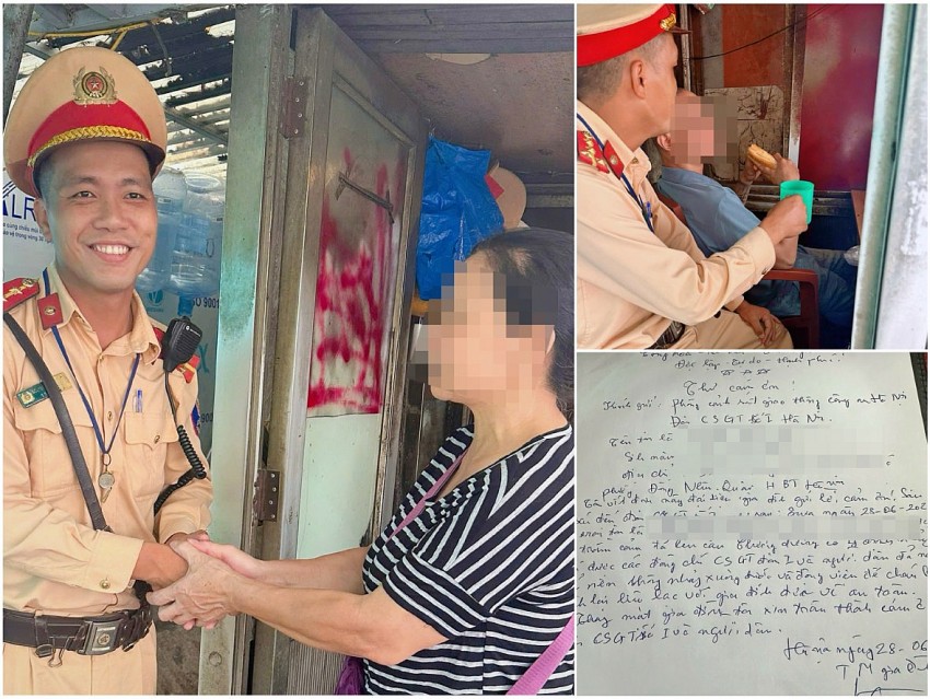 Gia đình thanh niên đến đón con, cảm ơn các chiến sĩ CSGT.