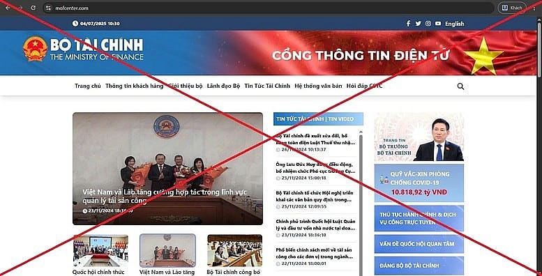 Website giả mạo Cổng thông tin điện tử Bộ Tài chính. Website giả mạo Cổng thông tin điện tử Bộ Tài chính.