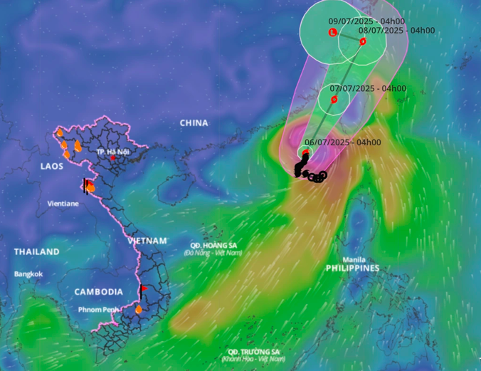 Bão số 2 khả năng mạnh lên cấp 10-11, giật cấp 13 (Ảnh: Hệ thống giám sát thiên tai). Bão số 2 khả năng mạnh lên cấp 10-11, giật cấp 13 (Ảnh: Hệ thống giám sát thiên tai).