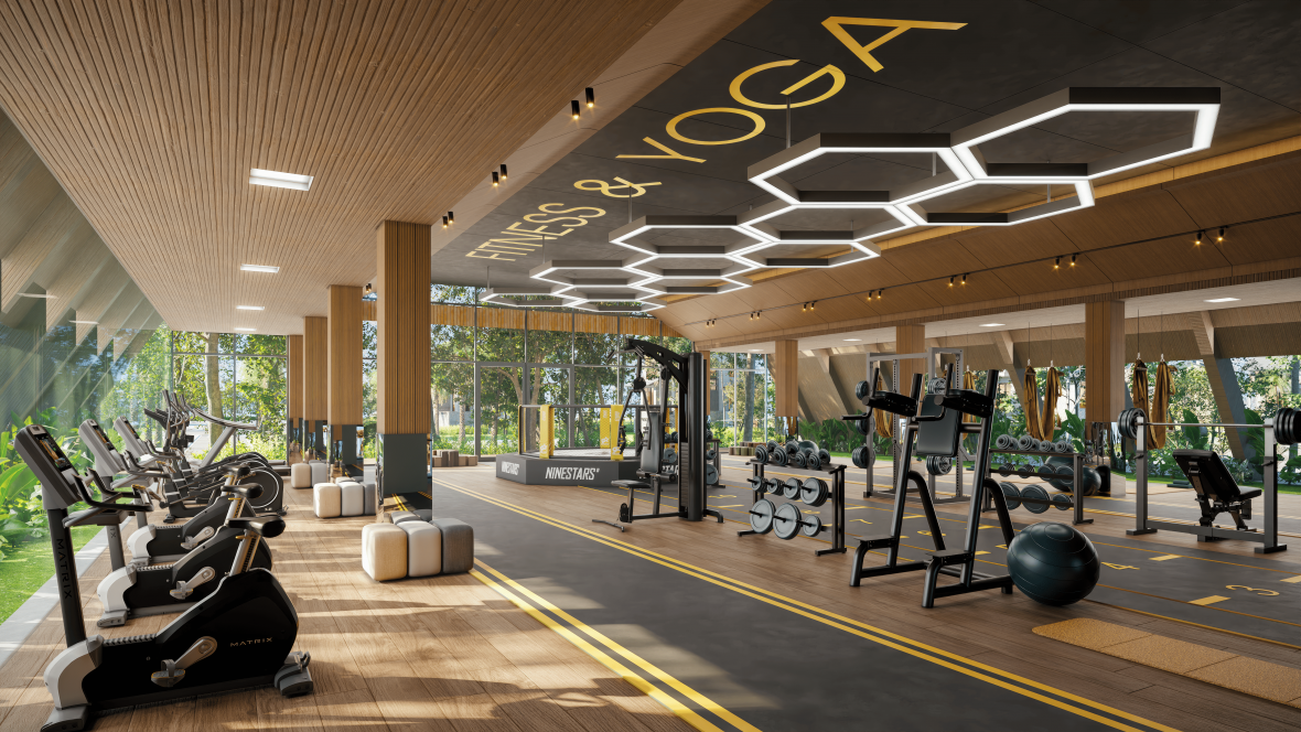 Khu tập gym và yoga hiện đại, rộng 300m2 sẽ có tại đảo Châu Âu. Khu tập gym và yoga hiện đại, rộng 300m2 sẽ có tại đảo Châu Âu.