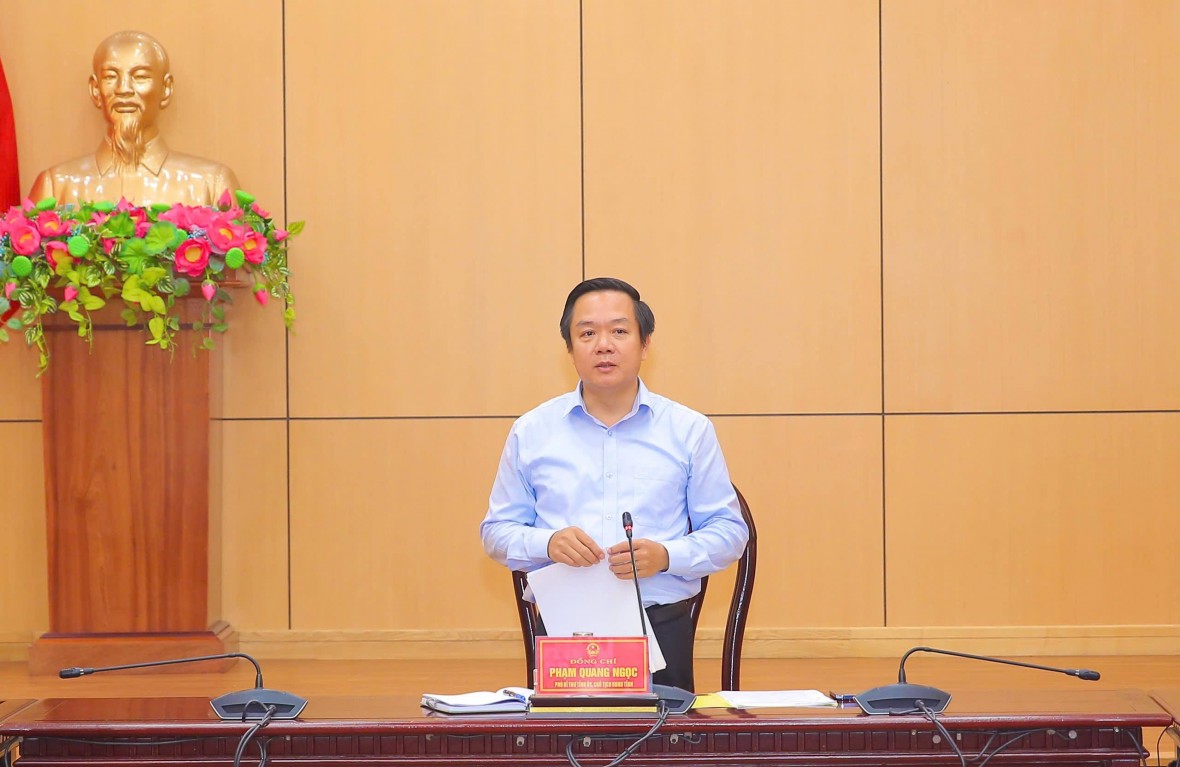 Ông Phạm Quang Ngọc, Phó Bí thư Tỉnh ủy, Chủ tịch UBND tỉnh phát biểu tại hội nghị. (Ảnh: UBND tỉnh NB) Ông Phạm Quang Ngọc, Phó Bí thư Tỉnh ủy, Chủ tịch UBND tỉnh phát biểu tại hội nghị. (Ảnh: UBND tỉnh NB)