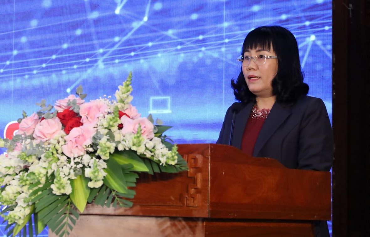 Đồng chí Hồ Thị Nguyên Thảo - Phó Chủ tịch Thường trực UBND tỉnh phát biểu tại chương trình.