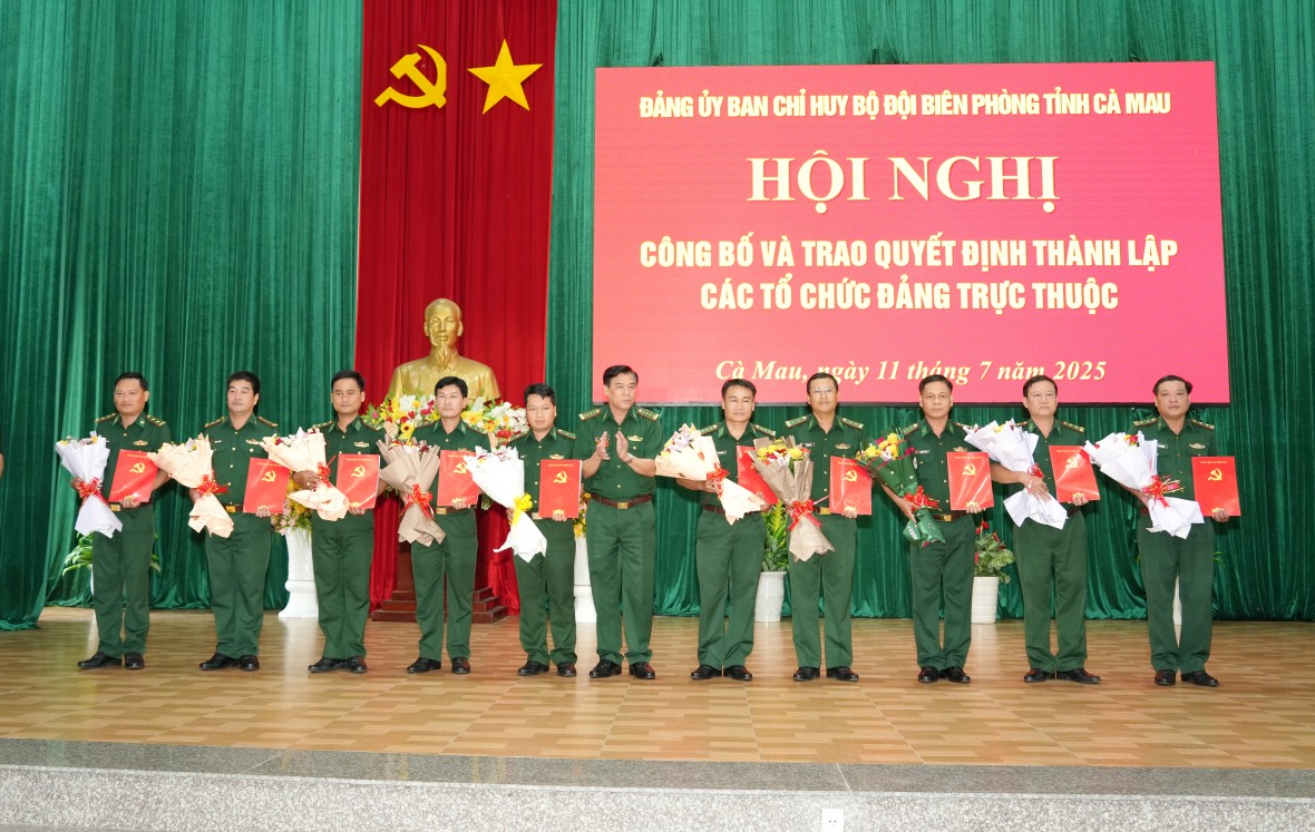 Bộ đội Biên phòng tỉnh Cà Mau thành lập các tổ chức Đảng trực thuộc Bộ đội Biên phòng tỉnh Cà Mau thành lập các tổ chức Đảng trực thuộc