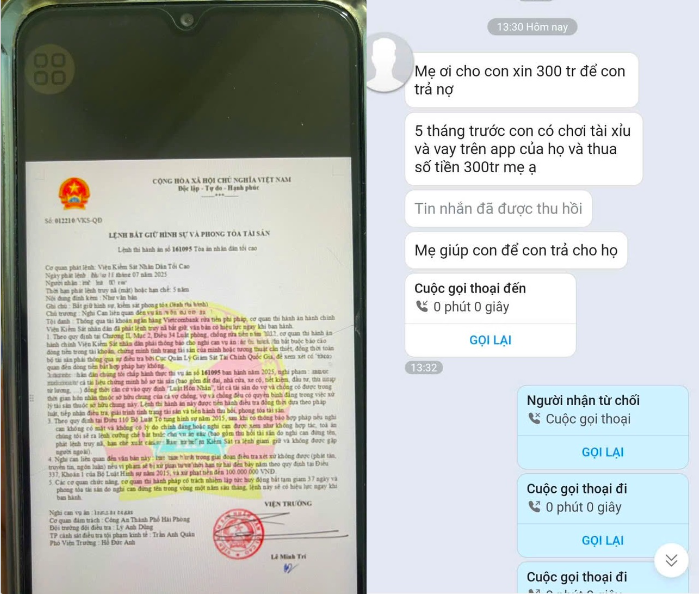 Hình ảnh do cháu M cung cấp. Ảnh Công an Quảng Ninh.