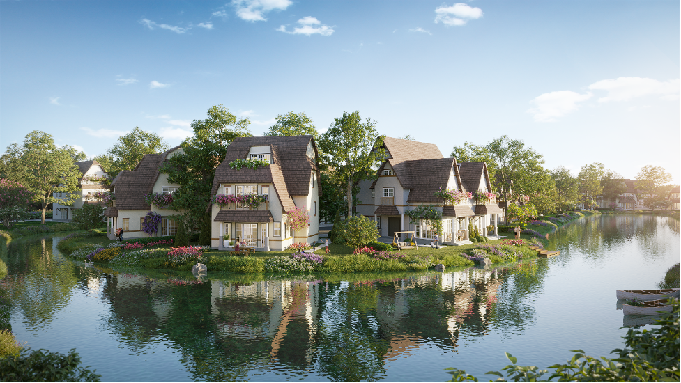 Mỗi căn biệt thự tại Đảo Châu Âu, Eco Central Park đều được mặt nước bao quanh