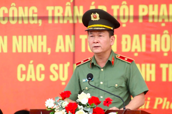 Thiếu tướng Bùi Quang Bình, Giám đốc Công an Hải Phòng phát biểu tại sự kiện (Ảnh: Đ.X.).