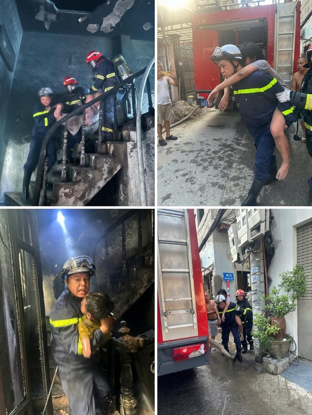 03 nạn nhân đã được lực lượng Cảnh sát PCCC và CNCH tiếp cận và đưa ra khỏi đám cháy an toàn.