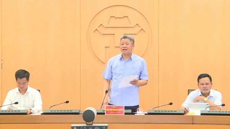 Phó Chủ tịch UBND thành phố Hà Nội Nguyễn Mạnh Quyền phát biểu kết luận. (Ảnh: HanoiGov)