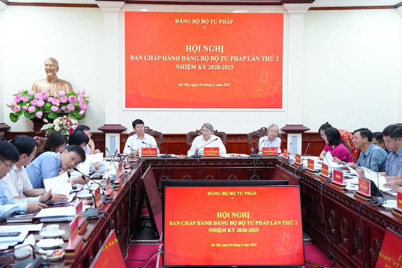 Toàn cảnh Hội nghị BCH Đảng bộ Bộ Tư pháp lần thứ 2, nhiệm kỳ 2020 - 2025.