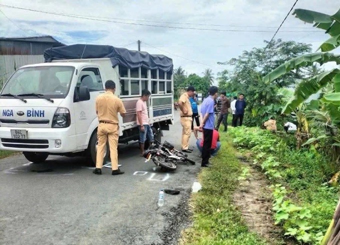 Hiện trường vụ tai nạn giao thông khiến nữ sinh tử vong ngày 4/9/2024. (Ảnh: Người dân cung cấp