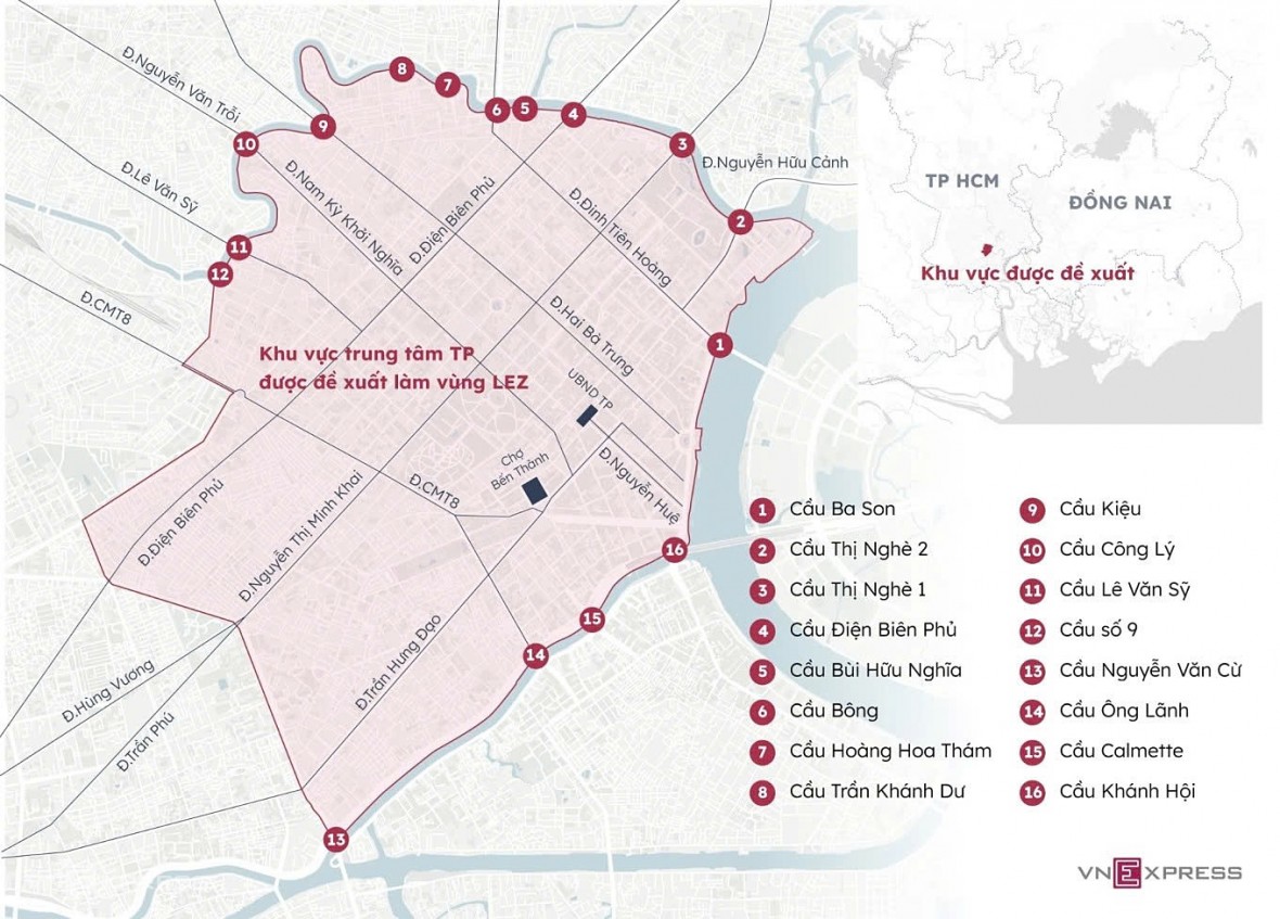 Khu vực trung tâm thành phố được đề xuất làm vùng LEZ. 