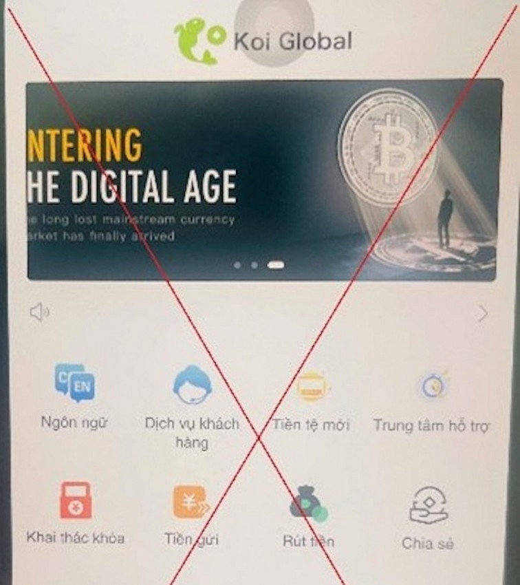 Cảnh báo lừa đảo khi đầu tư tiền ảo qua ứng dụng Koi Global.