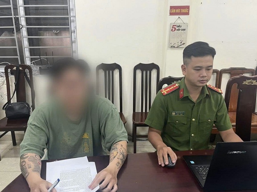 Đối tượng Đ.C.T tại cơ quan công an.