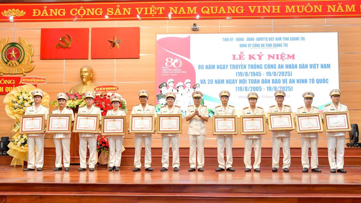 Lãnh đạo Công an tỉnh trao bằng khen của Thủ tướng Chính phủ cho các cá nhân. Lãnh đạo Công an tỉnh trao bằng khen của Thủ tướng Chính phủ cho các cá nhân.