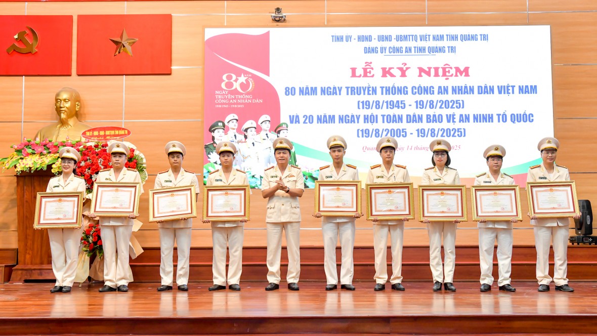 Lãnh đạo Công an tỉnh trao bằng khen của Thủ tướng Chính phủ cho các cá nhân. Lãnh đạo Công an tỉnh trao bằng khen của Thủ tướng Chính phủ cho các cá nhân.