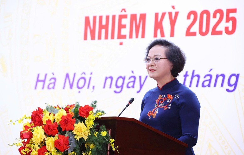 Bí thư Đảng ủy, Bộ trưởng Bộ Nội vụ Phạm Thị Thanh Trà phát biểu nhận nhiệm vụ - Ảnh: VG/TG