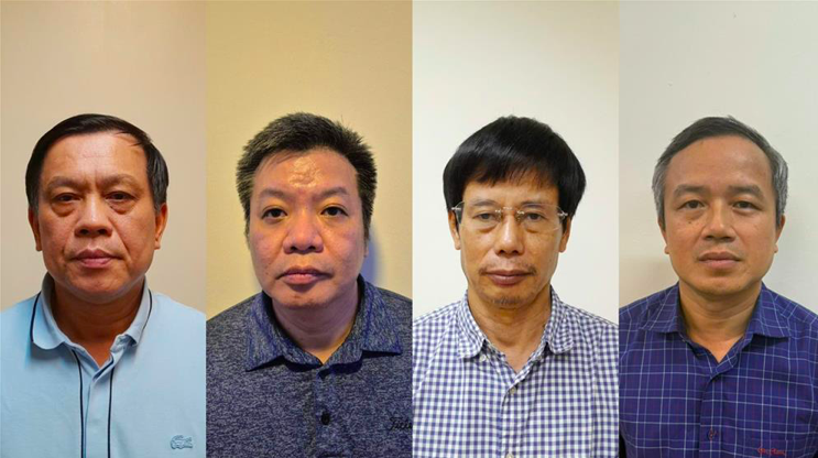 Các bị can Nguyễn Bá Hoan, Tống Hải Nam, Nguyễn Gia Liêm, Phạm Viết Hương (từ trái qua). Ảnh: BCA. Các bị can Nguyễn Bá Hoan, Tống Hải Nam, Nguyễn Gia Liêm, Phạm Viết Hương (từ trái qua). Ảnh: BCA.