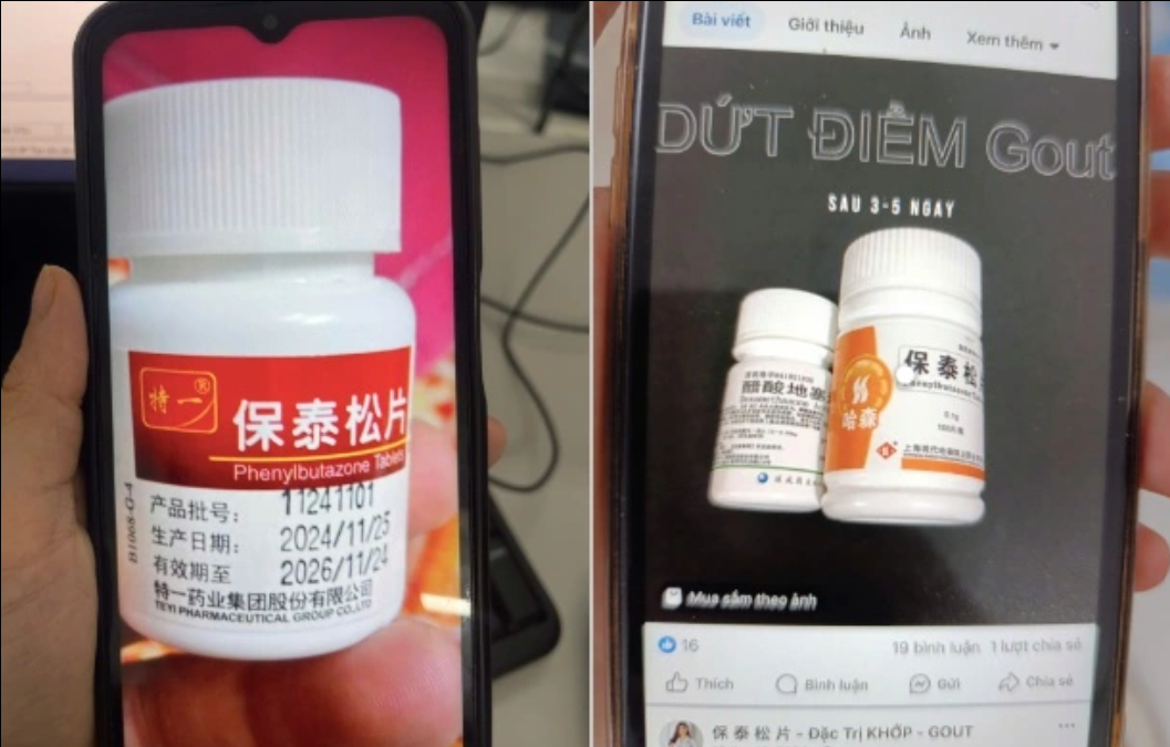Hình ảnh loại thuốc bệnh nhân đã sử dụng theo lời quảng cáo trên mạng xã hội 