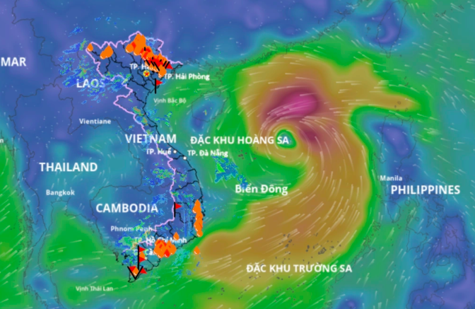 Vùng áp thấp khả năng mạnh lên thành áp thấp nhiệt đới và mạnh lên thành bão trong 2-3 ngày tới (Ảnh: Hệ thống giám sát thiên tai).