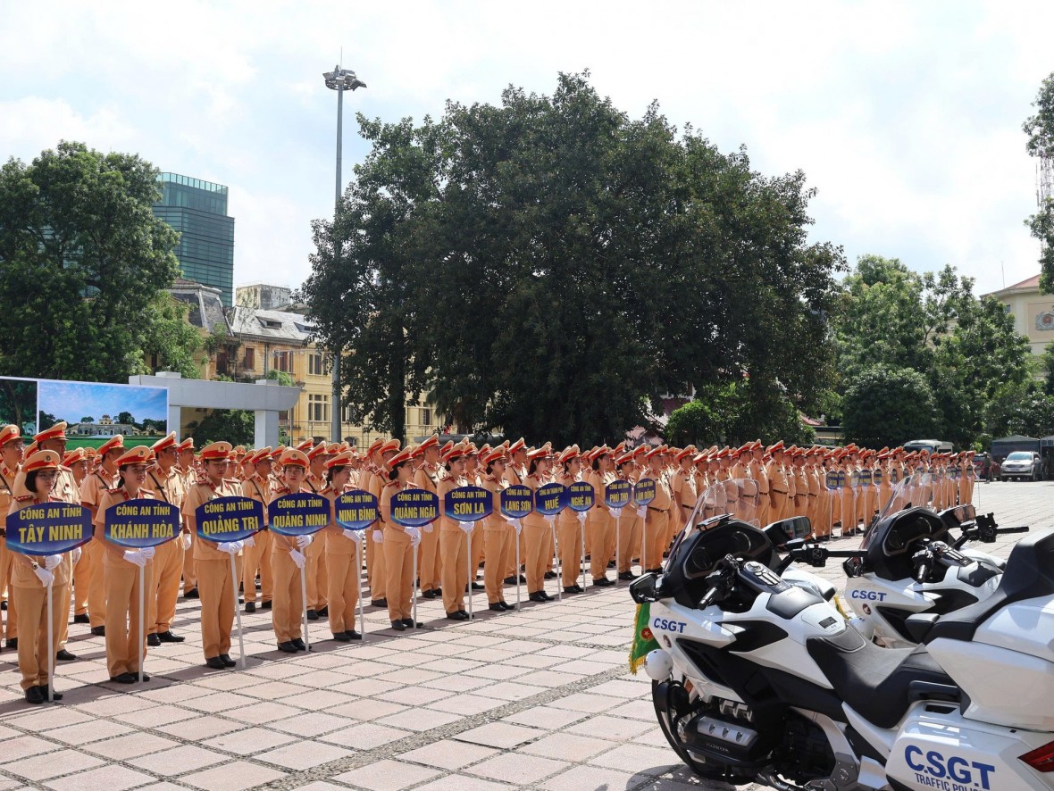 Lực lượng tăng cường gồm những cán bộ, chiến sĩ Cảnh sát giao thông ưu tú, có kinh nghiệm. Ảnh: CATP