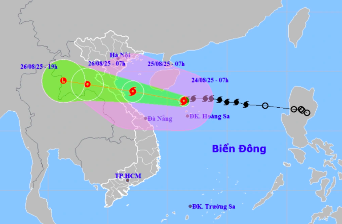 Bão Kajiki sẽ ảnh hưởng đến nhiều nơi từ Thanh Hóa đến Huế (Ảnh: NCHMF).