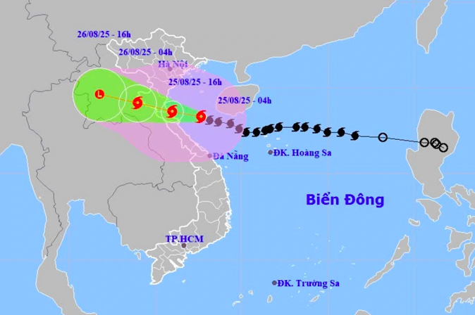 Bão Kajiki có khả năng đổ bộ các tỉnh Nghệ An, Hà Tĩnh, Quảng Trị từ trưa 25/8