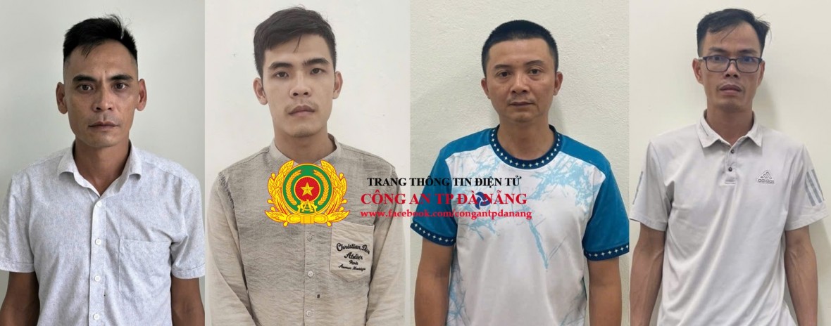 4 đối tượng Đặng Hà Vũ, Đặng Thiên Phước, Nguyễn Anh Quốc Văn và Nguyễn Văn Sĩ (từ trái qua)
