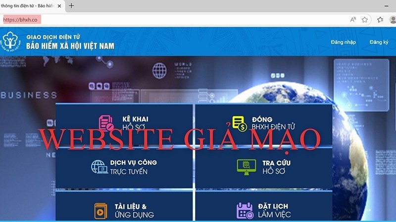Website giả mạo Cổng dịch vụ công trực tuyến Bảo hiểm xã hội Việt Nam. Website giả mạo Cổng dịch vụ công trực tuyến Bảo hiểm xã hội Việt Nam.