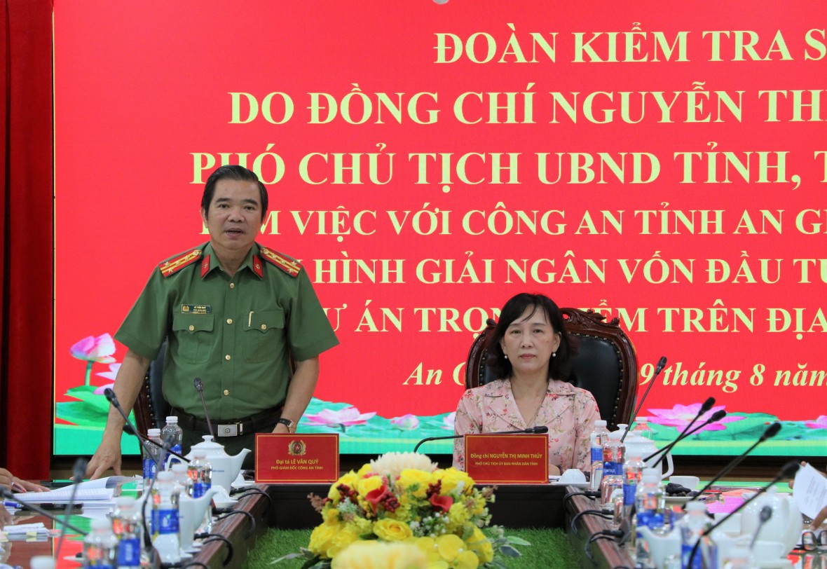 Tỉnh An Giang kiểm tra việc giải ngân vốn đầu tư công các dự án do Công an tỉnh làm Chủ đầu tư