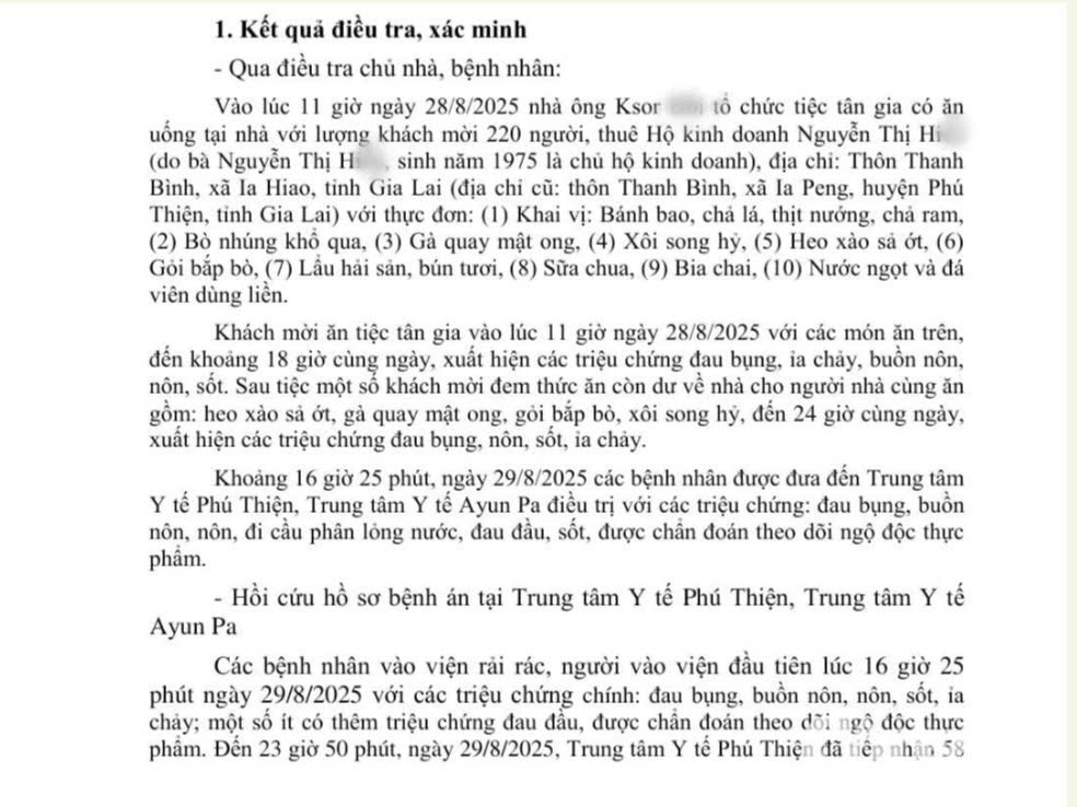 131 ở Gia Lai người nhập viện cấp cứu sau tiệc tân gia