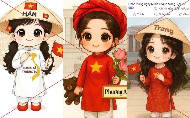 AI tạo ra hình ảnh áo dài in bản đồ Việt Nam thiếu quần đảo Hoàng Sa - Trường Sa.