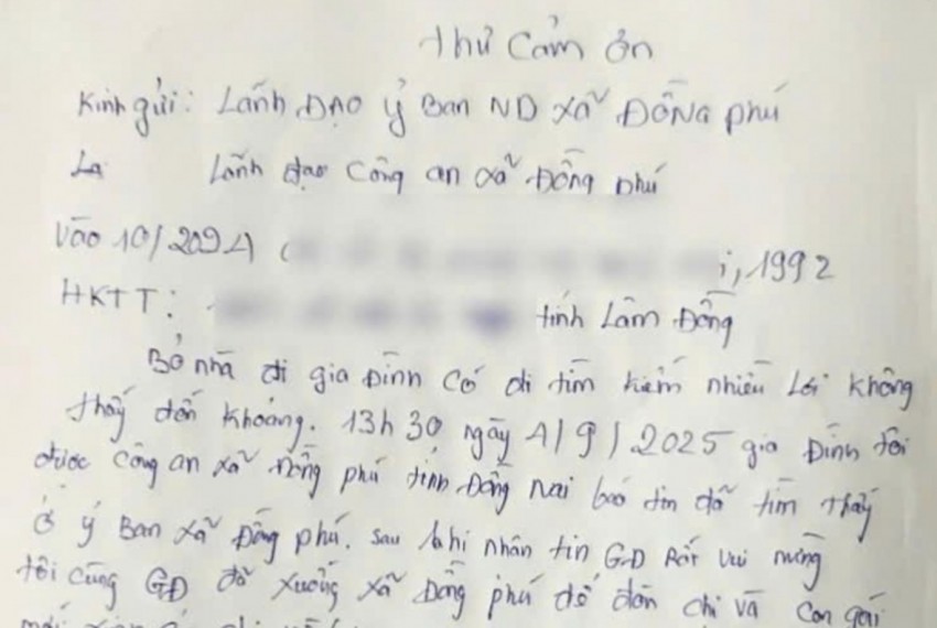 Công an Đồng Nai giúp gia đình tìm được con gái sau 1 năm bị thất lạc