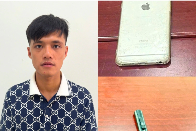 Đối tượng Đặng Bảo Quý bị bắt giữ cùng tang vật (Ảnh: Công an cung cấp).