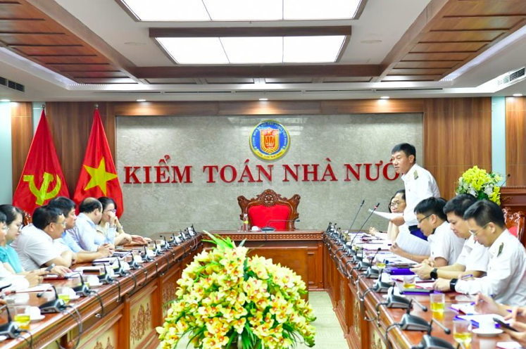 Toàn cảnh buổi công bố quyết định kiểm toán tại Tập đoàn Điện lực Việt Nam và Tổng công ty Phát điện 2. Ảnh: KTNN