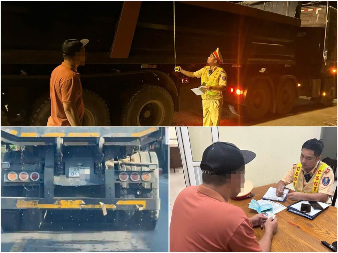 Xử lý tài xế xe tải để nước chảy xuống đường khi tham gia giao thông qua tin báo của người dân