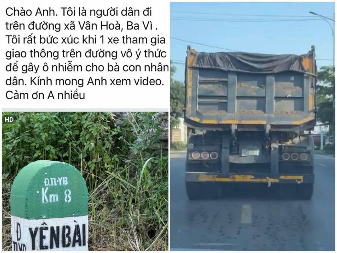 Xử lý tài xế xe tải để nước chảy xuống đường khi tham gia giao thông qua tin báo của người dân