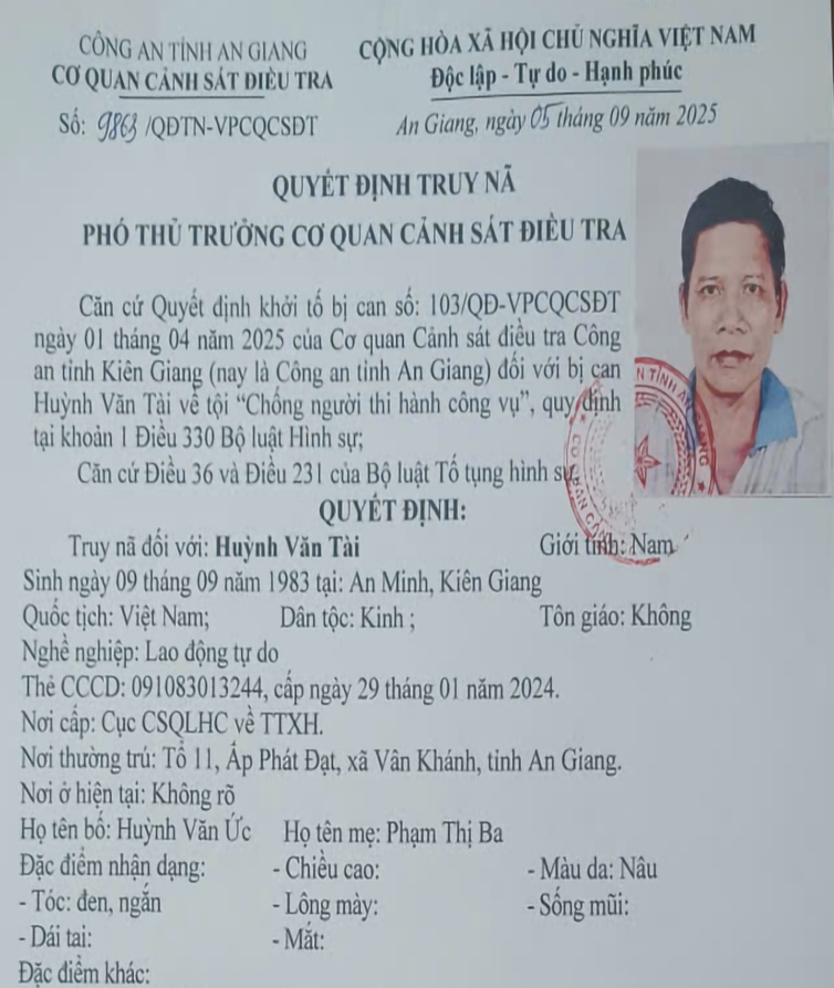 Truy nã đối tượng chống người thi hành công vụ trên biển