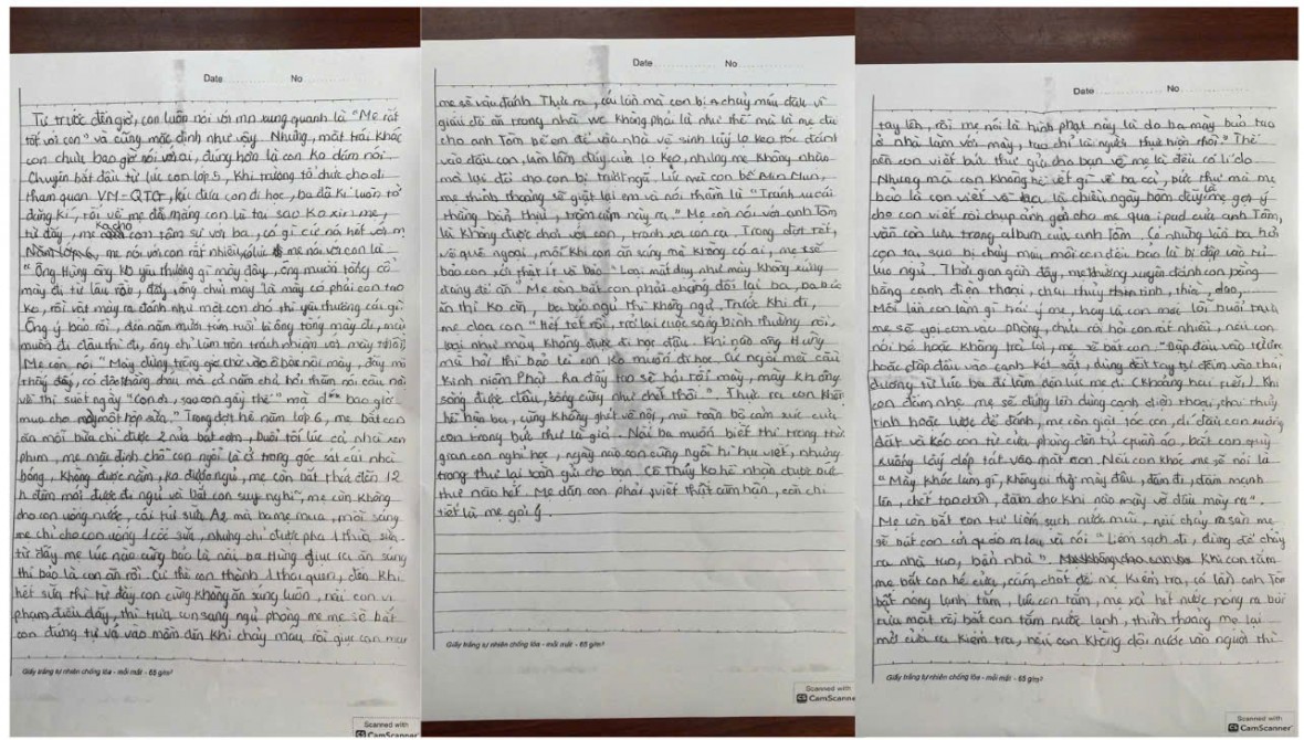 Xôn xao thông tin bé trai viết tâm thư kêu cứu khi ở cùng với mẹ kế
