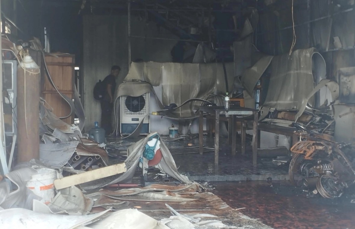 Hiện trường vụ cháy vụ cháy tại thôn Văn Giáp, xã Thường Tín