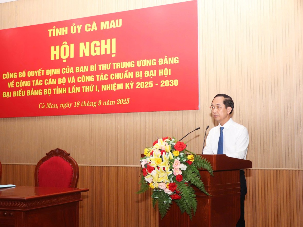 Ban Bí thư Trung ương Đảng chuẩn y ông Hồ Thanh Thuỷ giữ chức Phó Bí thư Tỉnh uỷ Cà Mau