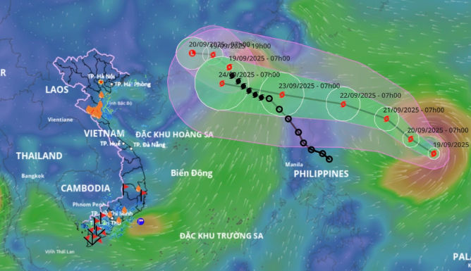 Cơn bão Ragasa được dự báo rất mạnh (Ảnh: Hệ thống giám sát thiên tai).