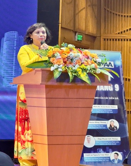 Bà Phạm Thùy Dương, Trưởng Ban Vận động thành lập Hiệp hội M&A Việt Nam phát biểu.