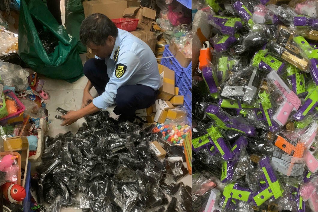 Thu giữ 660 khẩu súng đồ chơi trẻ em nhập lậu tại phường Phú Diễn, Hà Nội Lực lượng chức năng thu giữ 660 khẩu súng đồ chơi trẻ em nhập lậu tại phường Phú Diễn, Hà Nội.